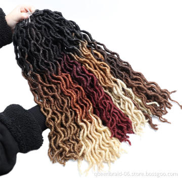 Smartbraid 18inch Goddess Faux Locs Crochet Hair Synthetic Wavy Gypsy Hair Ombre Braiding Hair Extensions Handmade